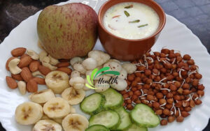 Healthy Snack Ideas Using Makhana, Banana, Gram, Cucumber, Almonds, Cashews, Milk, and Apple